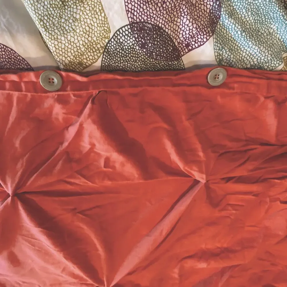 Threshold Pinch Pleat Salmon 100% Cotton, Queen Duvet Cover Button Closure EUC